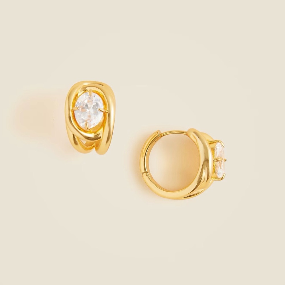 Gold Crystal Hoop Earrings